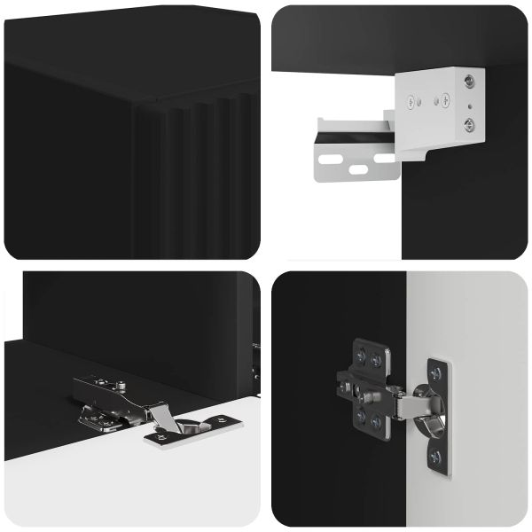 Комплект за стена на телевизор 4 pcs Черно Инженерно дърво