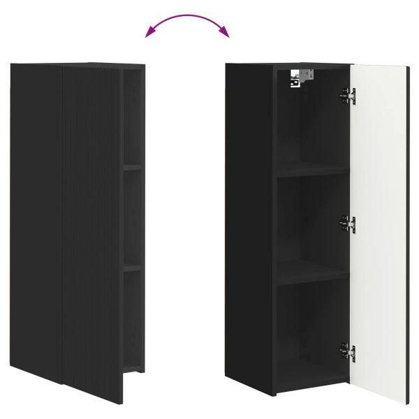 Комплект за стена на телевизор 4 pcs Черно Инженерно дърво