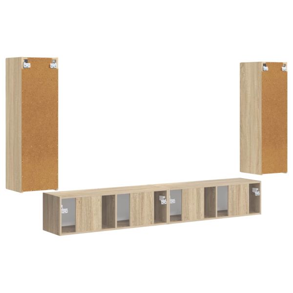 Комплект за стена на телевизор 4 pcs Сонома дъб Инженерно дърво