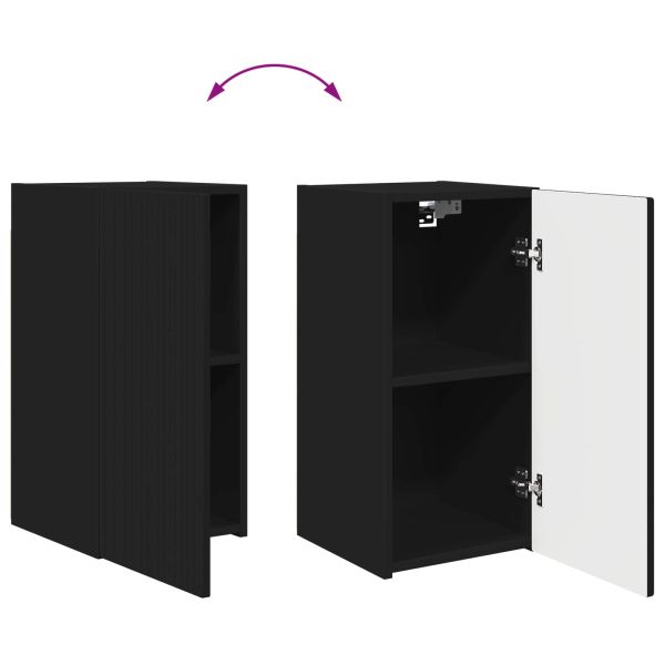 Комплект за стена на телевизор 4 pcs Черно Инженерно дърво