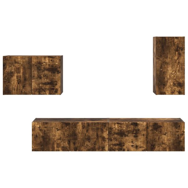 Комплект за стена на телевизор 4 pcs Димян дъб Инженерно дърво