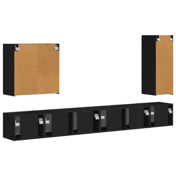 Комплект за стена на телевизор Монтиране на стена 6 pcs Черно