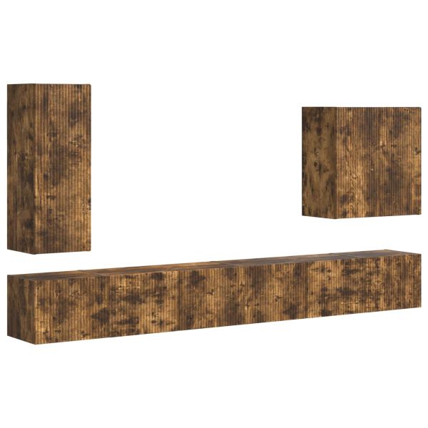 Комплект за стена на телевизор 6 pcs Димян дъб