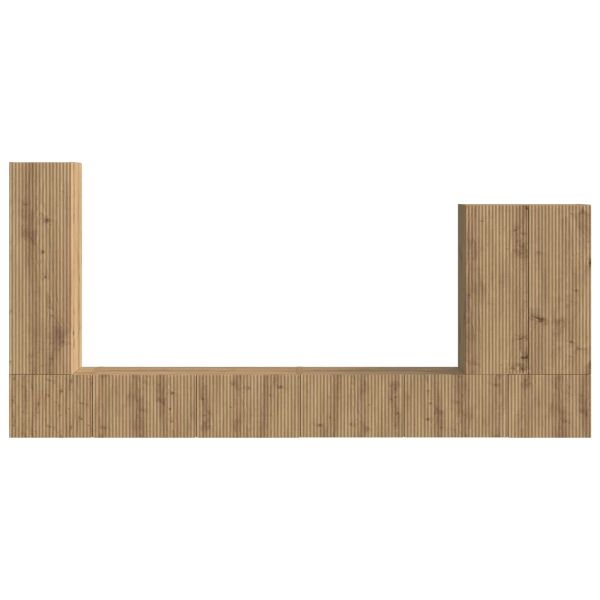 Комплект за стена на телевизор Монтиране на стена 6 pcs Дъб