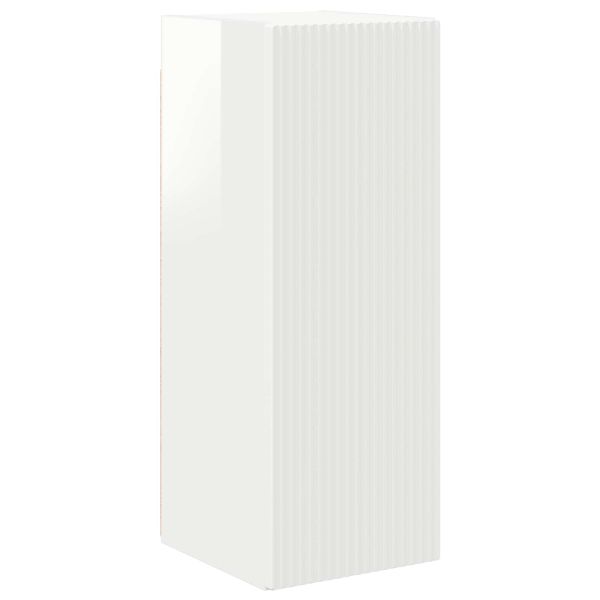 Комплект ТВ шкаф 2 pcs Лъскаво бяло Инженерно дърво