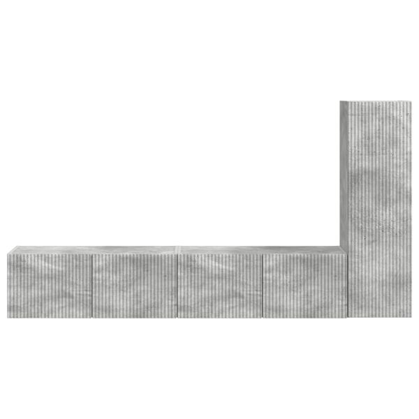 Комплект ТВ шкаф 3 pcs Циментено сиво Инженерно дърво