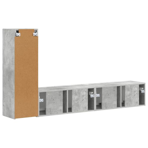 Комплект ТВ шкаф 3 pcs Циментено сиво Инженерно дърво