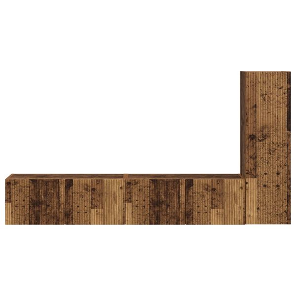 Комплект ТВ шкаф 3 pcs Старо дърво Инженерно дърво