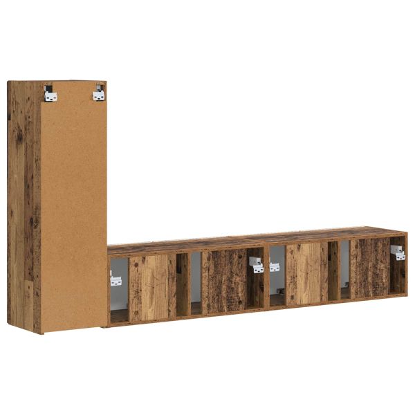 Комплект ТВ шкаф 3 pcs Старо дърво Инженерно дърво