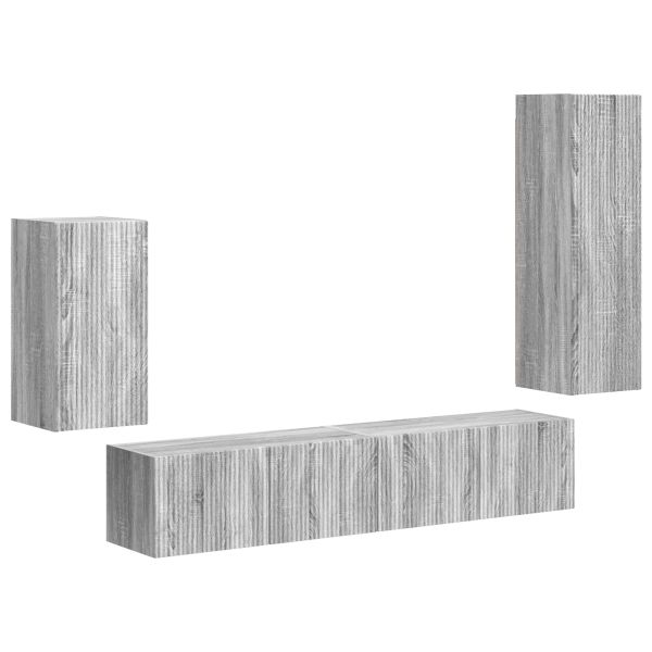 Комплект ТВ шкаф 4 pcs Сив Сонома Инженерно дърво