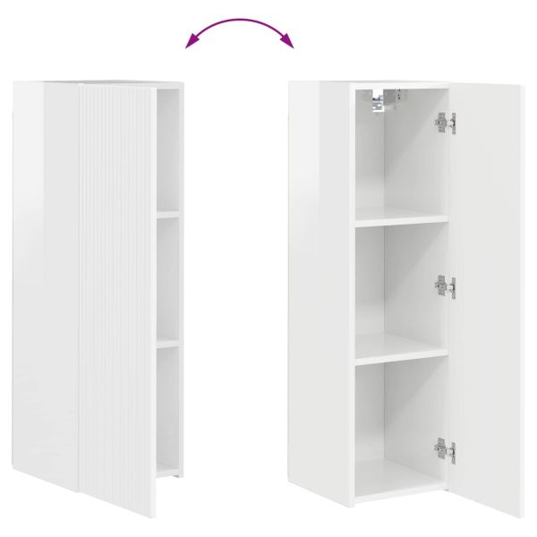 Комплект ТВ шкаф 3 pcs Лъскаво бяло Инженерно дърво