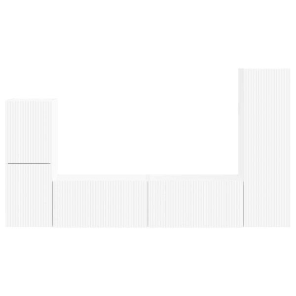 Комплект ТВ шкаф Монтиране на стена 4 pcs Бяло Инженерно дърво