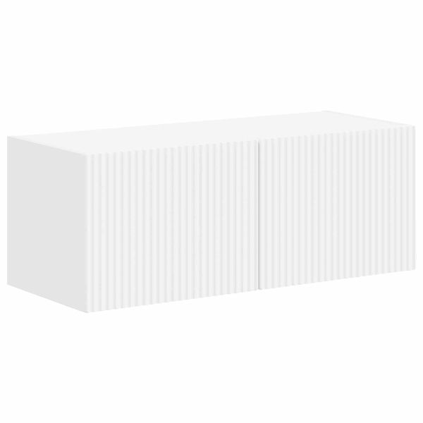 Комплект ТВ шкаф Монтиране на стена 4 pcs Бяло Инженерно дърво