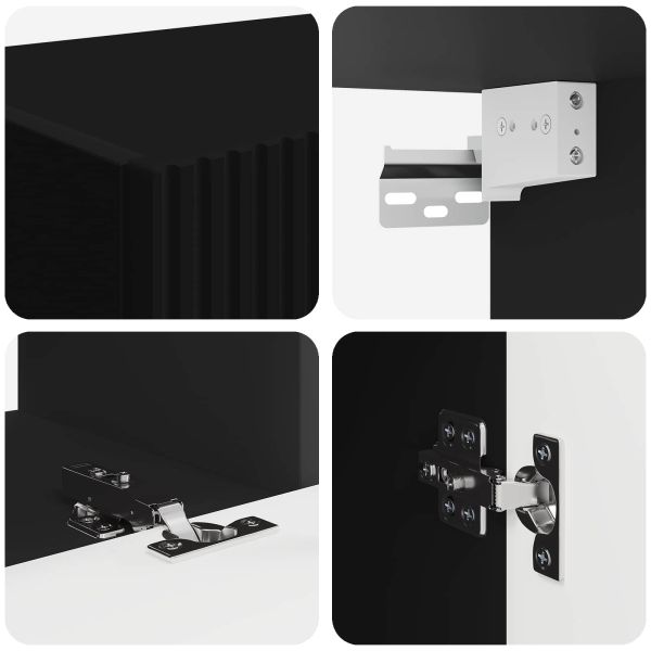 Комплект ТВ шкаф Монтиране на стена 4 pcs Черно Инженерно дърво