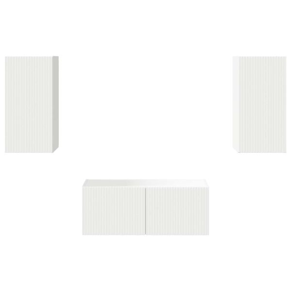 Комплект ТВ шкаф Монтиране на стена 6 pcs Бяло Инженерно дърво