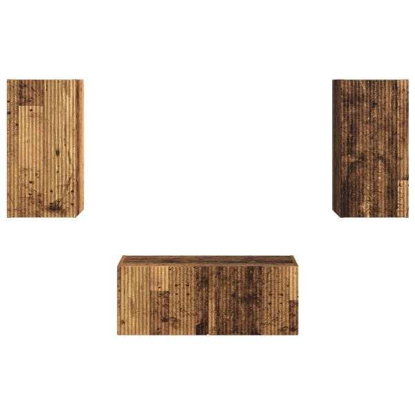 Комплект ТВ шкаф 6 pcs Старо дърво Инженерно дърво