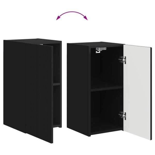 Комплект ТВ шкаф Монтиране на стена 5 pcs Черно Инженерно дърво