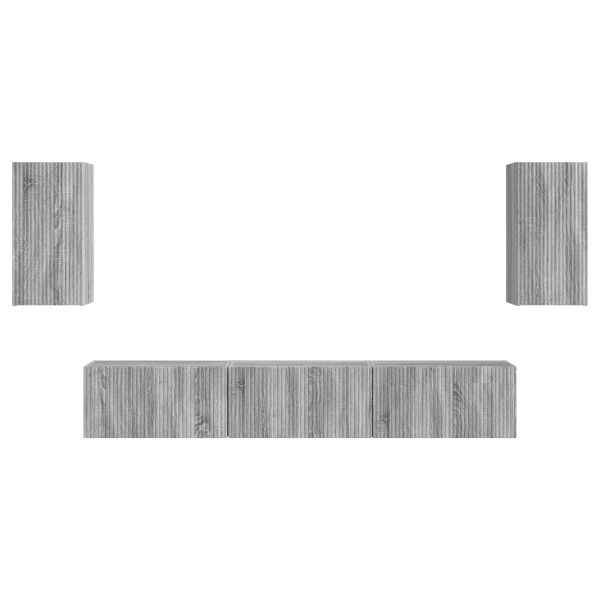 Комплект ТВ шкаф 5 pcs Сив Сонома Инженерно дърво