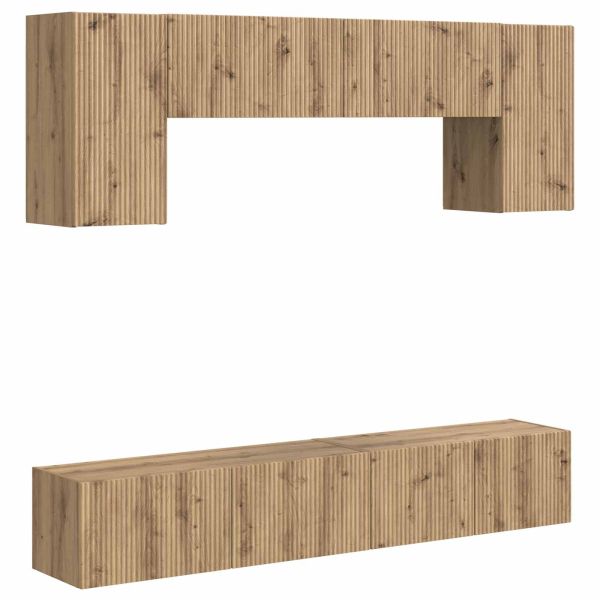 Комплект ТВ шкаф 4 pcs Старо дърво Инженерно дърво
