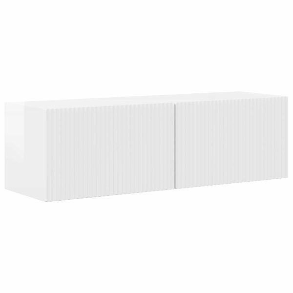 Комплект ТВ шкаф 5 pcs Лъскаво бяло Инженерно дърво