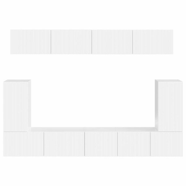 Комплект ТВ шкаф 5 pcs Лъскаво бяло Инженерно дърво