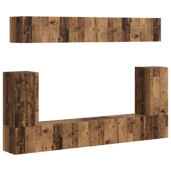 Комплект ТВ шкаф 5 pcs Старо дърво Инженерно дърво