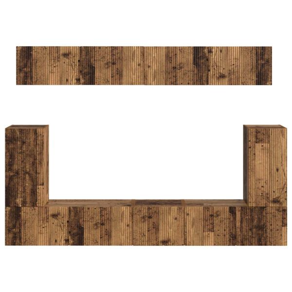 Комплект ТВ шкаф 5 pcs Старо дърво Инженерно дърво