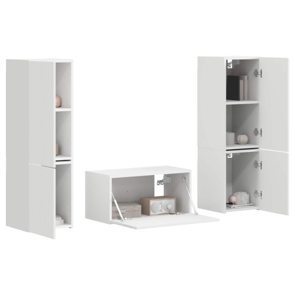 Комплект ТВ шкаф 5 pcs Бяло Инженерно дърво