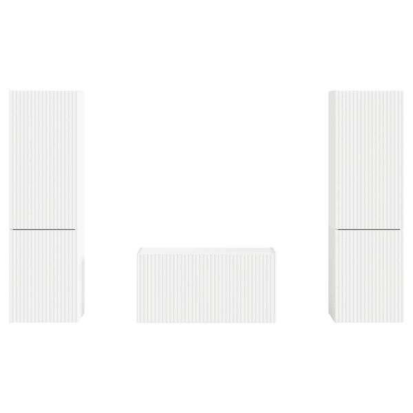 Комплект ТВ шкаф 5 pcs Бяло Инженерно дърво