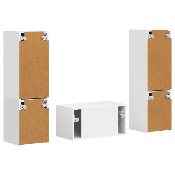 Комплект ТВ шкаф 5 pcs Бяло Инженерно дърво