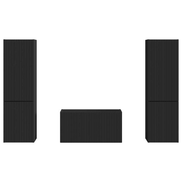 Комплект ТВ шкаф 5 pcs Черно Инженерно дърво