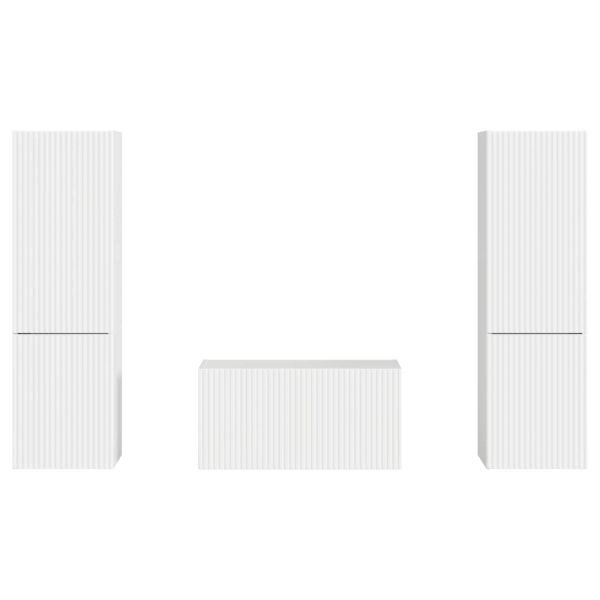 Комплект ТВ шкаф 5 pcs Лъскаво бяло Инженерно дърво