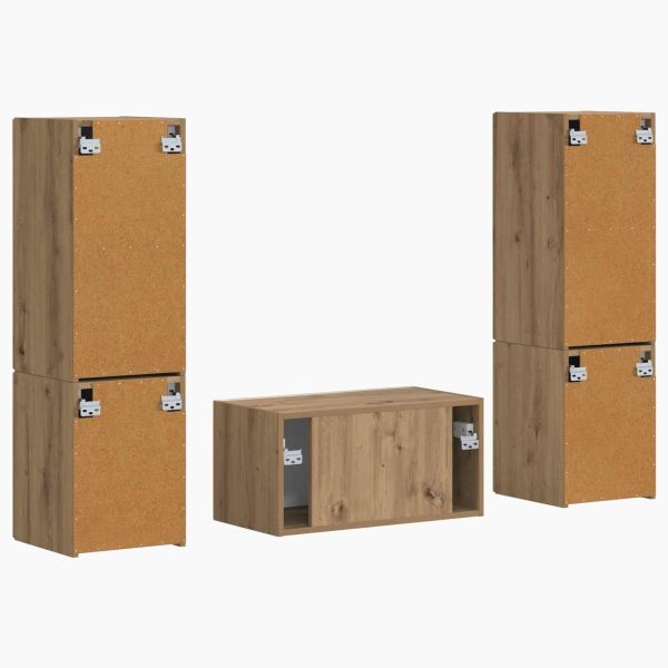 Комплект ТВ шкаф 5 pcs Дъб Инженерно дърво