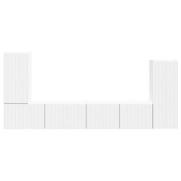 Комплект ТВ шкаф 4 pcs Бяло Инженерно дърво