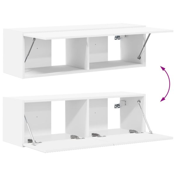 Комплект ТВ шкаф 4 pcs Бяло Инженерно дърво