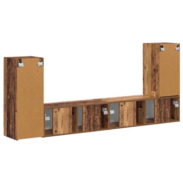 Комплект ТВ шкаф 4 pcs Старо дърво Инженерно дърво