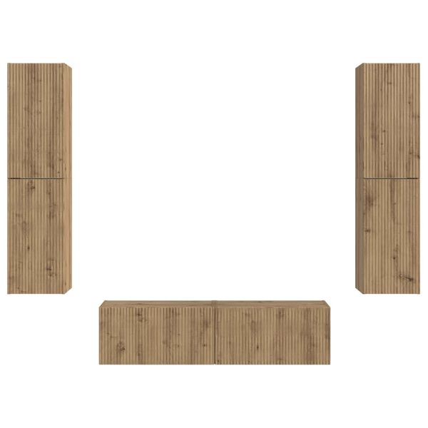 Комплект ТВ шкаф 6 pcs Дъб Инженерно дърво