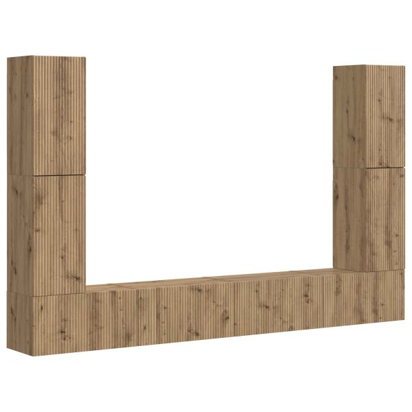 Комплект ТВ шкаф 8 pcs Дъб Инженерно дърво