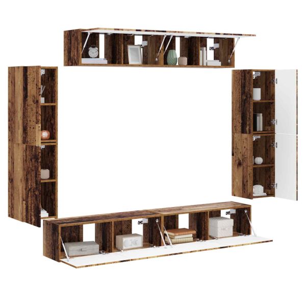 ТВ шкаф 8 pcs Старо дърво