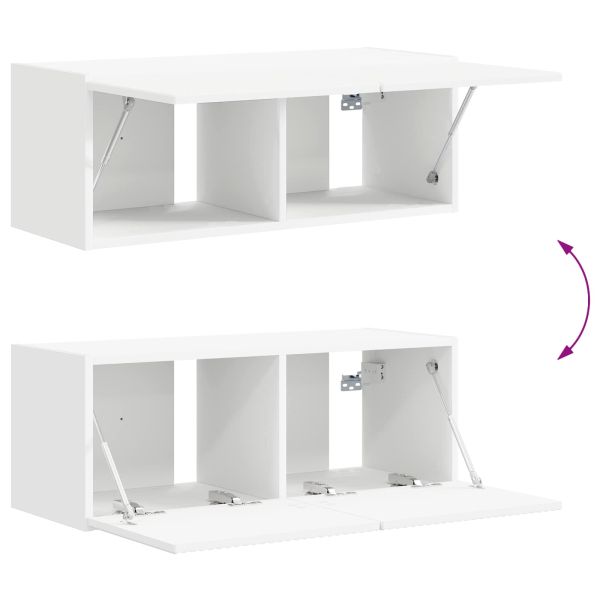 Комплект ТВ шкаф 4 pcs Бяло Инженерно дърво