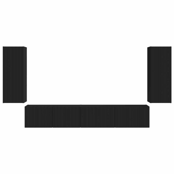 Комплект ТВ шкаф 4 pcs Черно Инженерно дърво