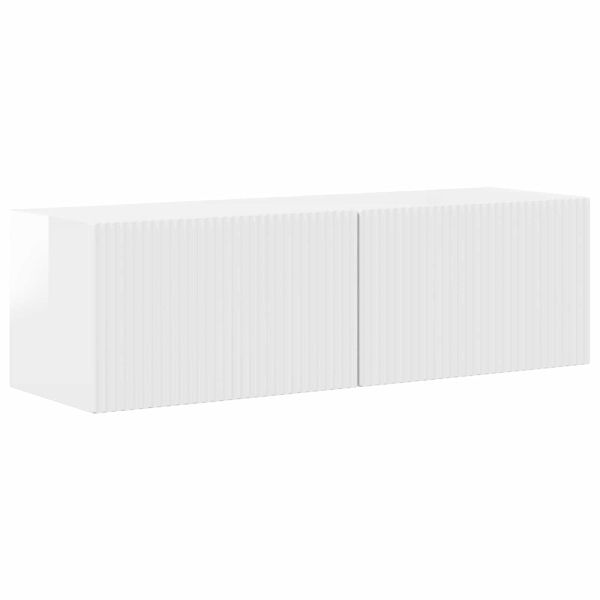 Комплект ТВ шкаф 4 pcs Лъскаво бяло Инженерно дърво