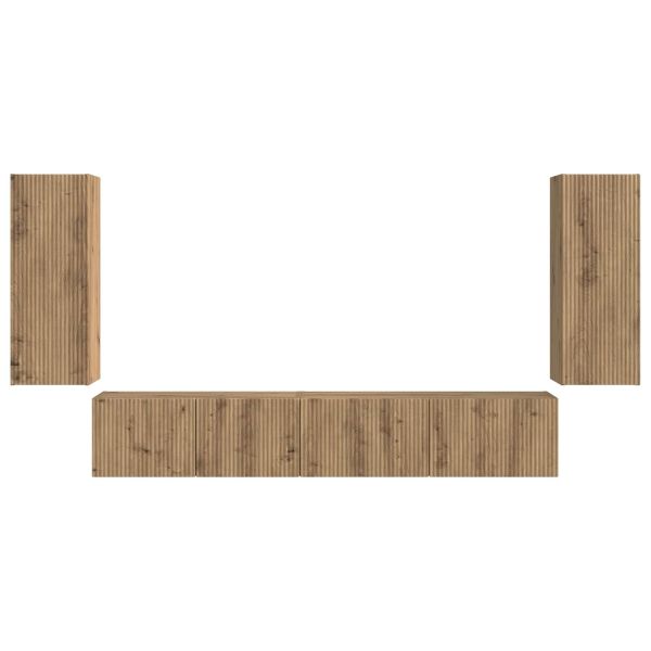 Комплект ТВ шкаф 4 pcs Дъб Инженерно дърво