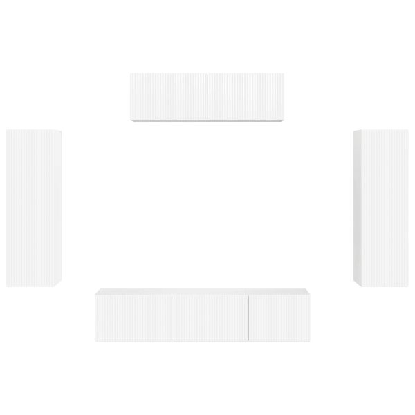 ТВ шкаф 5 pcs Лъскаво бяло