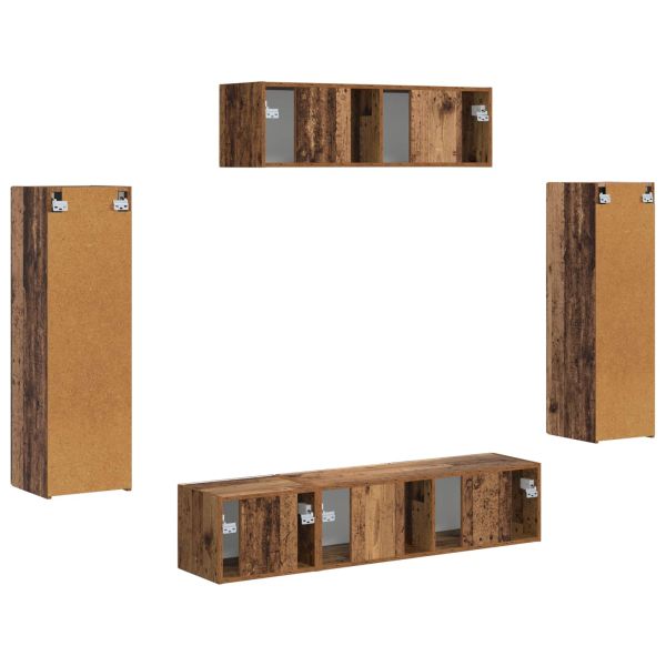 ТВ шкаф 5 pcs Старо дърво