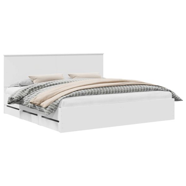 Рамка за легло с таблото Бяло 200 x 200 cm Инженерна дървесина