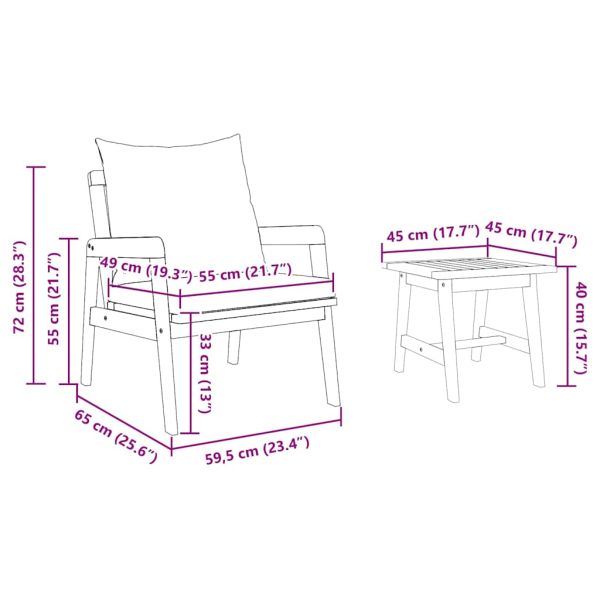 Бистро комплект 3 pcs Кафяво Солидно акациево дърво