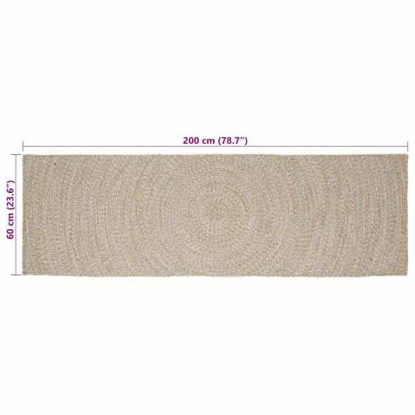 Килими за помещение Естествено и бяло 60 x 200 cm юта