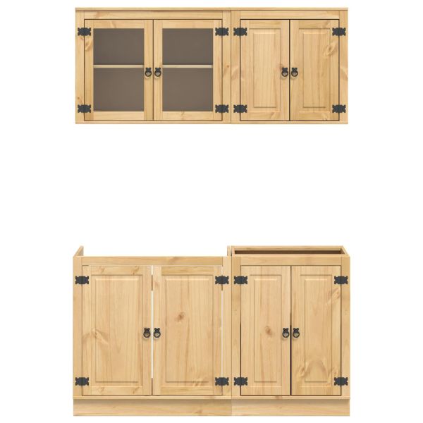 За шкафове с рафт SKI 4 pcs Кехлибарен Солидно борово дърво