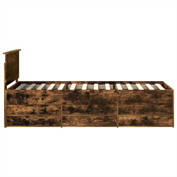 Легло-диван Димящ дъб и черно 100 x 200 cm Инженерно дърво